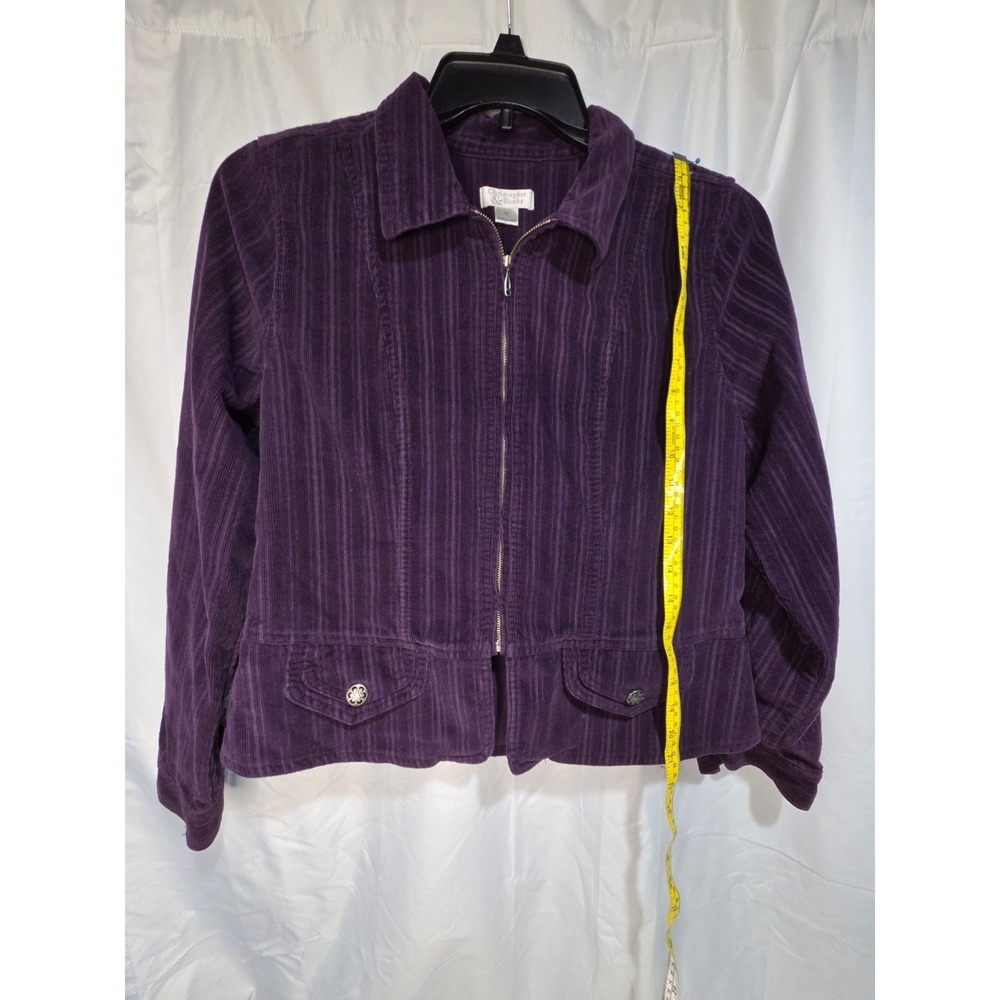 Christopher & Banks Women Corduroy Jacket- M -Purple Full Zip -Pockets, Unlined